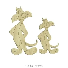 KD136 Dekoratif Sylvester Kedi Ahşap Boyanabilir Obje